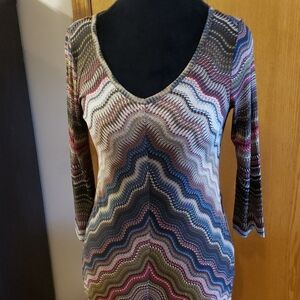 Allen b striped stretch multicolored 3/4 sleeve
